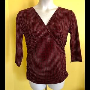 ANN TAYLOR Wrap Blouse Top red blue sz L NWT